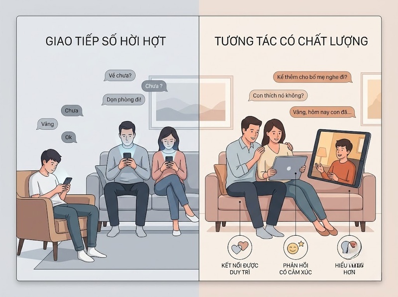 Công nghệ giao tiếp cha mẹ và con cái nên được dùng để kết nối ra sao?