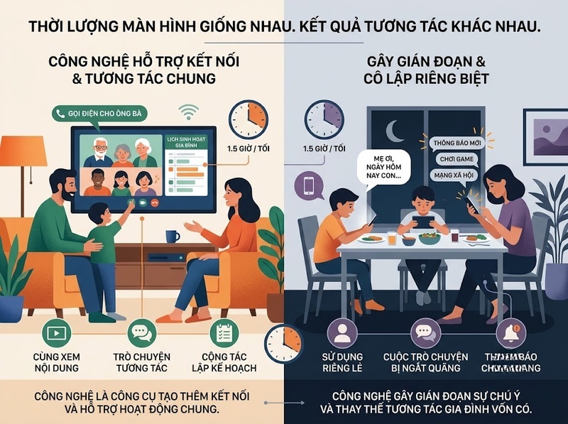 Đánh giá tác động công nghệ đến gia đình dựa trên những tiêu chí nào?