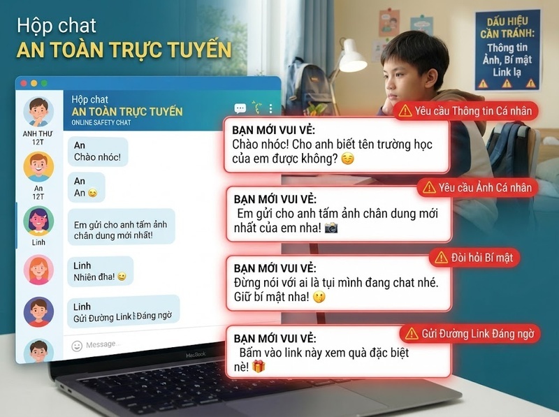 Dạy con an toàn trên mạng thế nào khi gặp nội dung hoặc người lạ đáng ngờ?