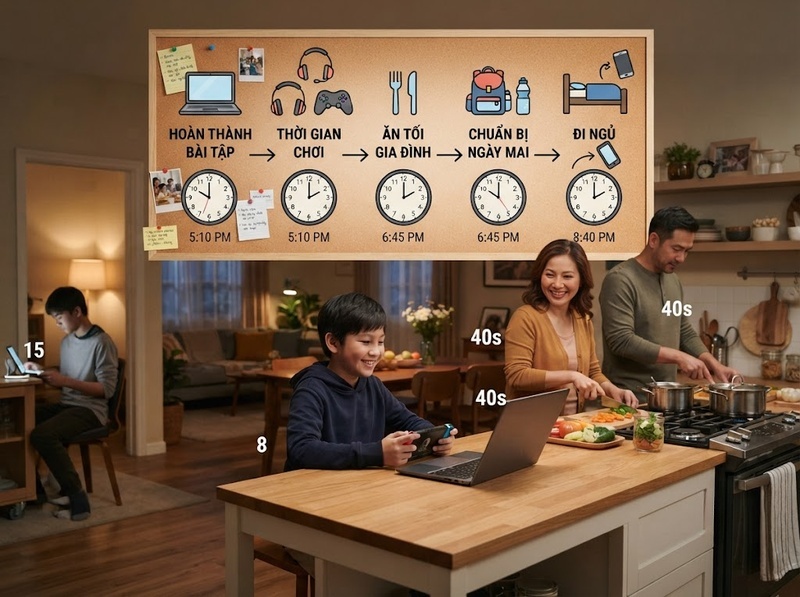 Điều chỉnh công nghệ theo lịch sinh hoạt thế nào khi thời gian gia đình thay đổi?