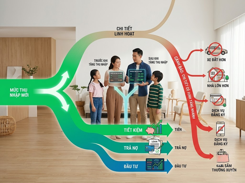 Điều chỉnh tài chính khi thu nhập tăng để tránh tăng chi quá mức