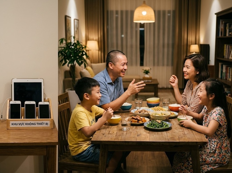 Giảm sử dụng thiết bị trong gia đình thế nào trong thời gian sinh hoạt chung?