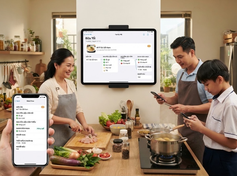 Lập kế hoạch bữa ăn bằng công nghệ thế nào để phối hợp mua sắm và nấu ăn?
