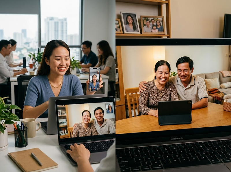 Lợi ích của công nghệ với gia đình thể hiện qua kết nối và phối hợp thế nào?