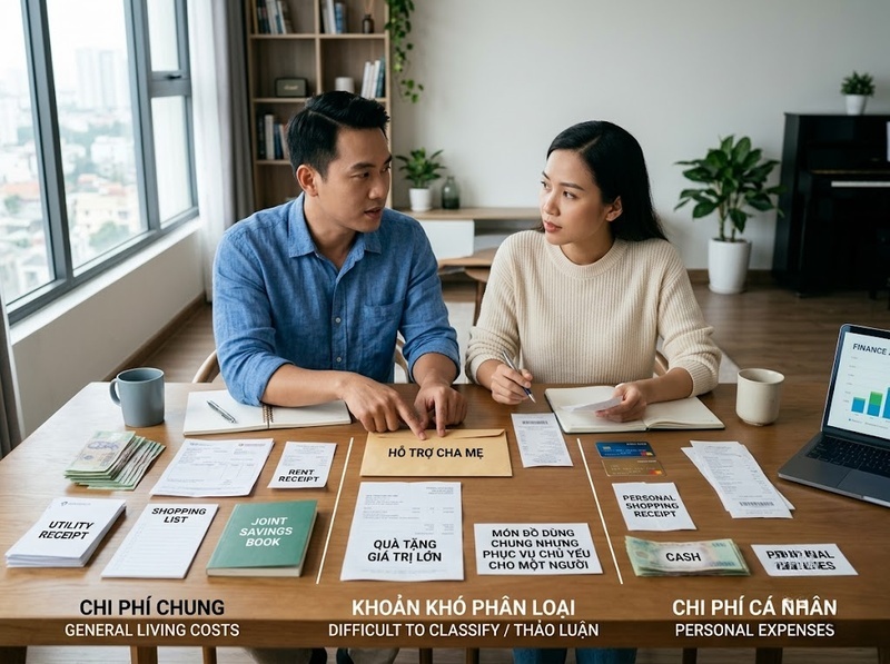 Mâu thuẫn tiền riêng tiền chung nên được xử lý bằng những thỏa thuận nào?