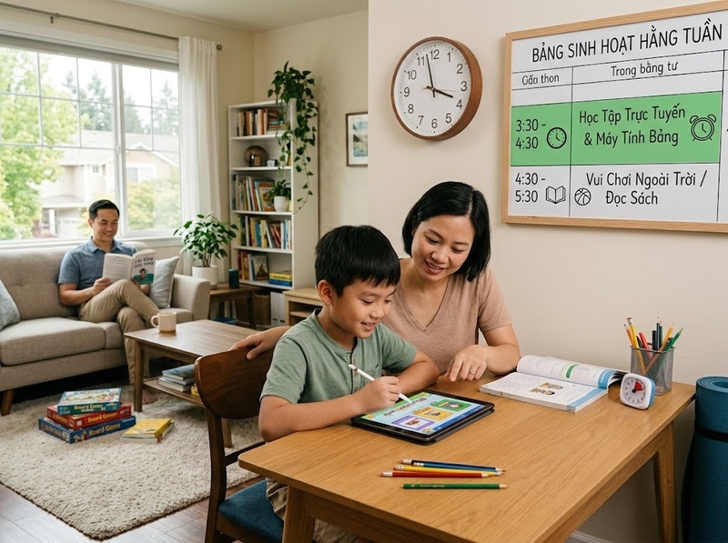 Nội dung quy tắc công nghệ gia đình nên bao gồm thời gian, không gian và ứng xử