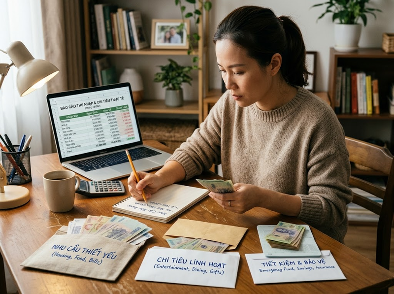 Phân bổ thu nhập gia đình thế nào giữa chi tiêu, dự phòng và mục tiêu?