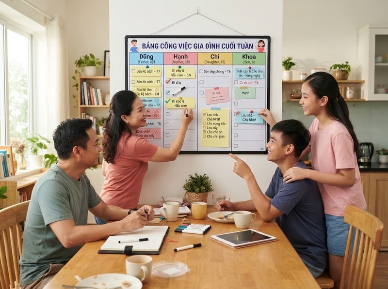 Quản lý nhiệm vụ gia đình thế nào để rõ người phụ trách và thời hạn?