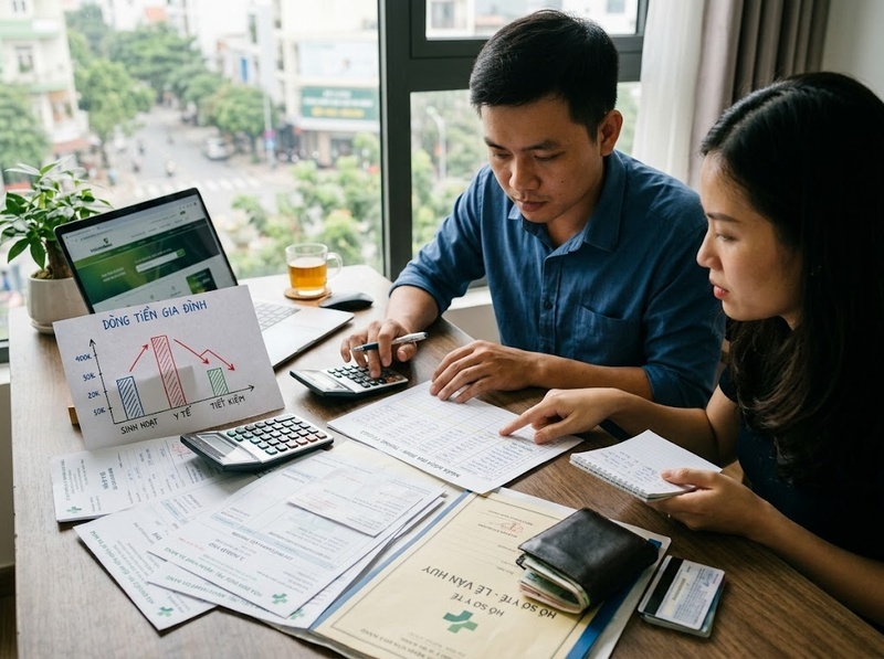 Rủi ro chi phí y tế gia đình ảnh hưởng ngân sách và dự phòng ra sao?