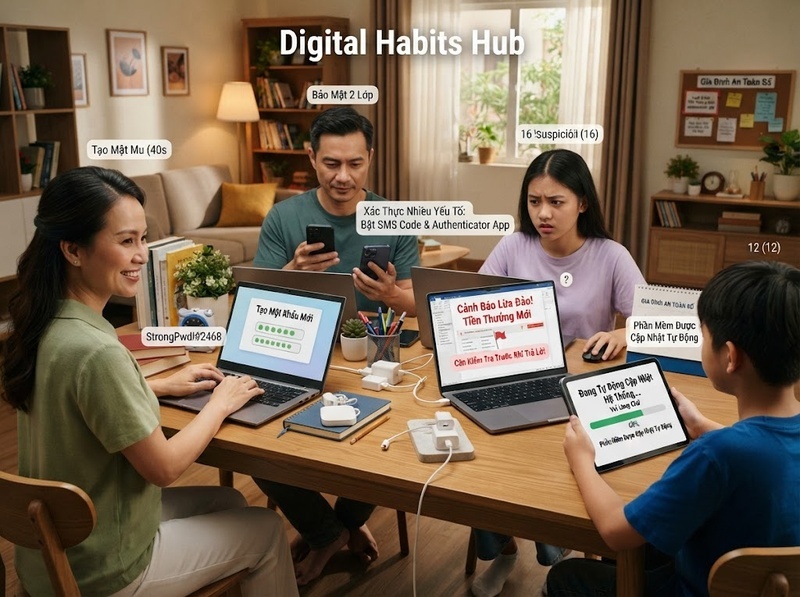 Thói quen sử dụng công nghệ an toàn nên bắt đầu từ những hành vi cơ bản nào?