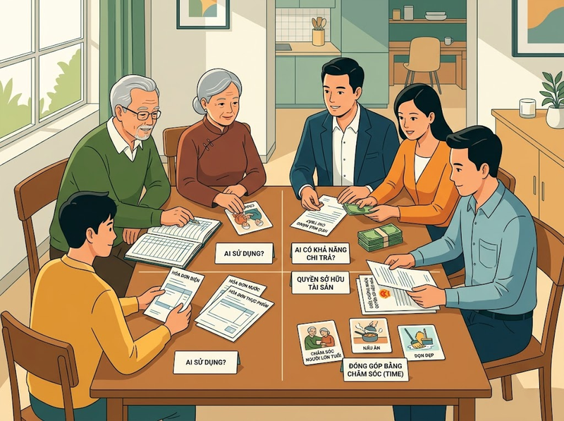 Phân chia trách nhiệm tài chính gia đình nhiều thế hệ